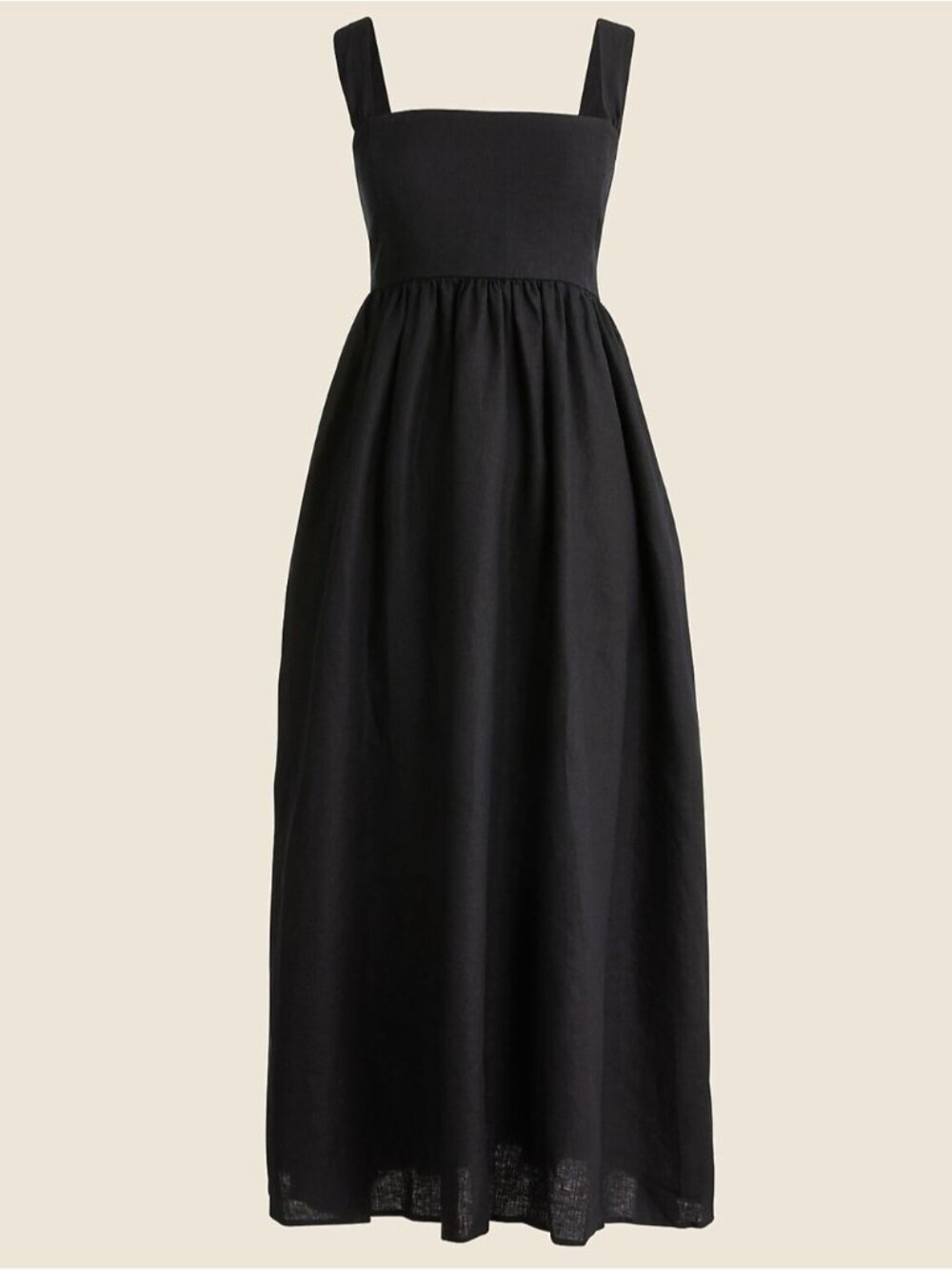 J. Crew Black Squareneck midi dress in linen size 14